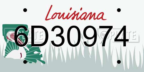 6D30974 Louisiana License Plate