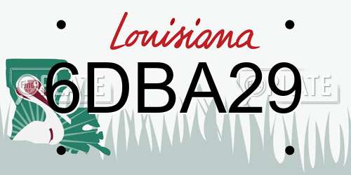 6DBA29 Louisiana License Plate