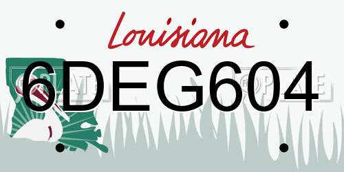 6DEG604 Louisiana License Plate