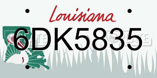 6DK5835 Louisiana License Plate