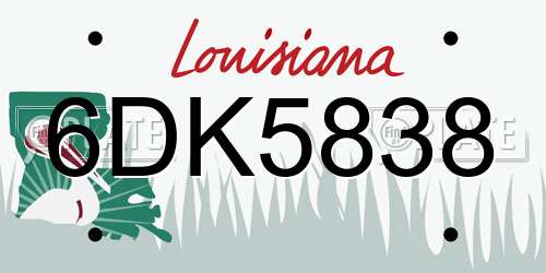 6DK5838 Louisiana License Plate