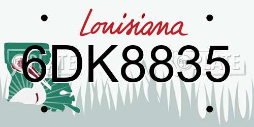 6DK8835 Louisiana License Plate