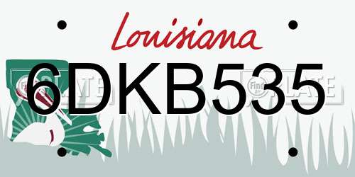 6DKB535 Louisiana License Plate