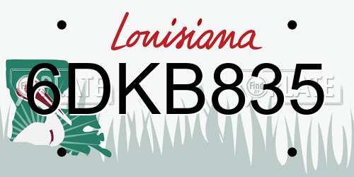 6DKB835 Louisiana License Plate