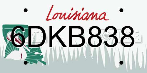 6DKB838 Louisiana License Plate