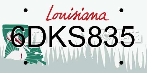 6DKS835 Louisiana License Plate