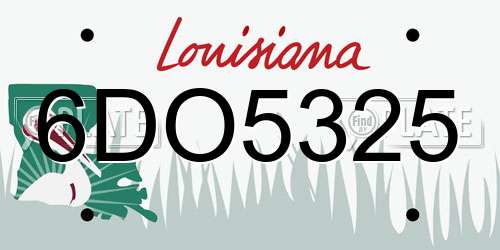 6DO5325 Louisiana License Plate