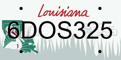 6DOS325 Louisiana License Plate