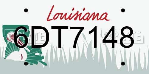 6DT7148 Louisiana License Plate