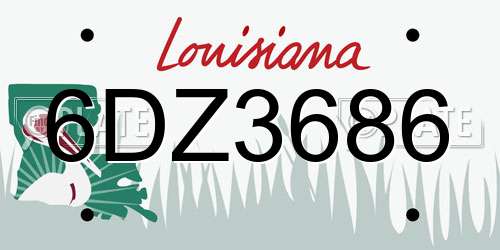 6DZ3686 Louisiana License Plate
