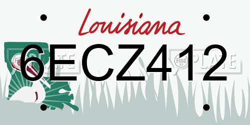 6ECZ412 Louisiana License Plate