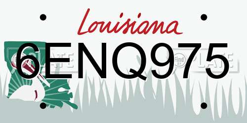 6ENQ975 Louisiana License Plate