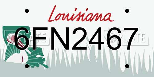 6FN2467 Louisiana License Plate
