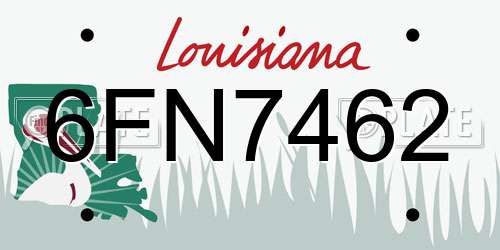 6FN7462 Louisiana License Plate