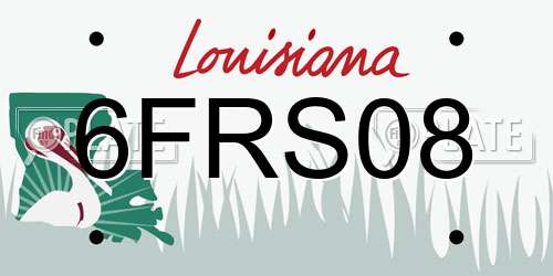 6FRS08 Louisiana License Plate