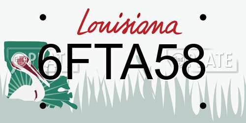6FTA58 Louisiana License Plate