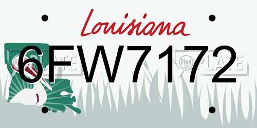 6FW7172 Louisiana License Plate