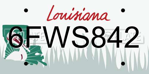6FWS842 Louisiana License Plate