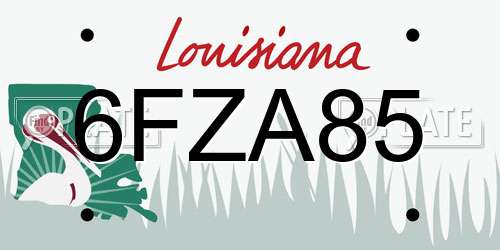 6FZA85 Louisiana License Plate