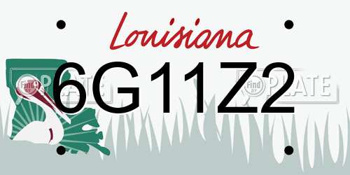 6G11Z2 Louisiana License Plate