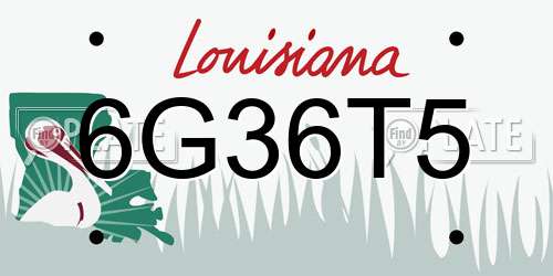 6G36T5 Louisiana License Plate