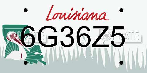 6G36Z5 Louisiana License Plate