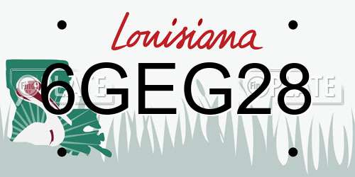 6GEG28 Louisiana License Plate