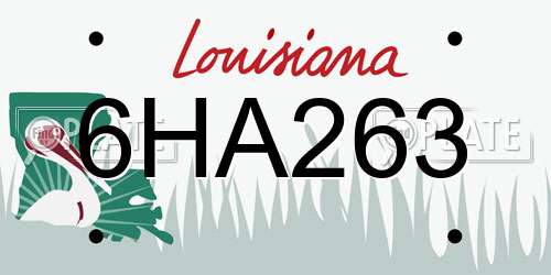 6HA263 Louisiana License Plate