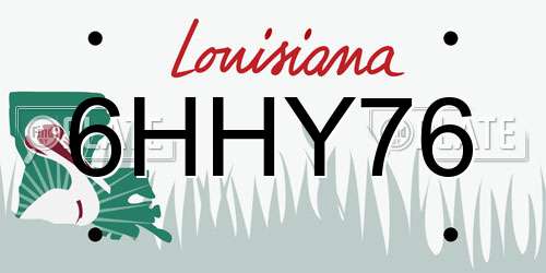 6HHY76 Louisiana License Plate