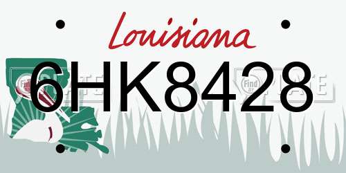 6HK8428 Louisiana License Plate