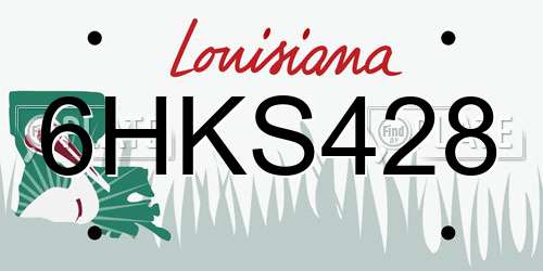 6HKS428 Louisiana License Plate