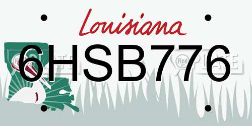 6HSB776 Louisiana License Plate