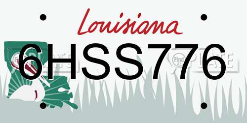6HSS776 Louisiana License Plate