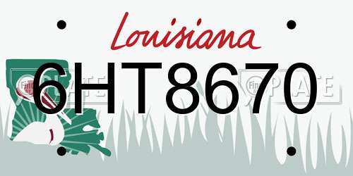6HT8670 Louisiana License Plate