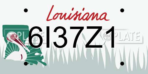 6I37Z1 Louisiana License Plate