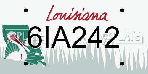 6IA242 Louisiana License Plate