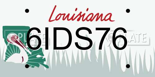 6IDS76 Louisiana License Plate