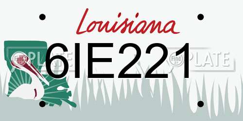 6IE221 Louisiana License Plate