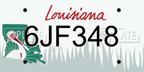 6JF348 Louisiana License Plate