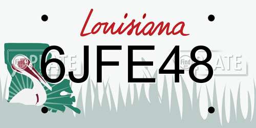 6JFE48 Louisiana License Plate