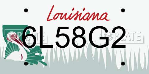 6L58G2 Louisiana License Plate