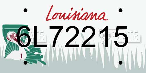 6L72215 Louisiana License Plate