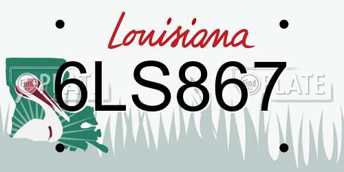 6LS867 Louisiana License Plate