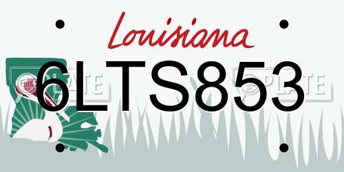 6LTS853 Louisiana License Plate