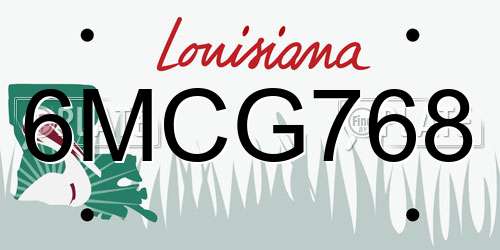 6MCG768 Louisiana License Plate
