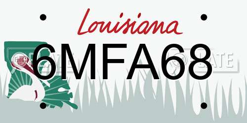 6MFA68 Louisiana License Plate