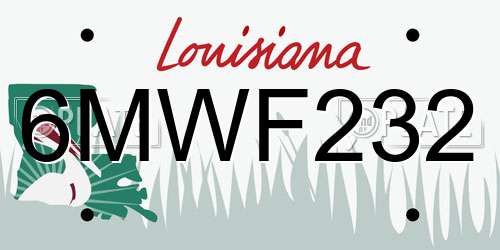 6MWF232 Louisiana License Plate