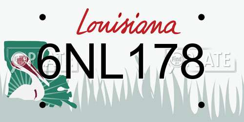 6NL178 Louisiana License Plate