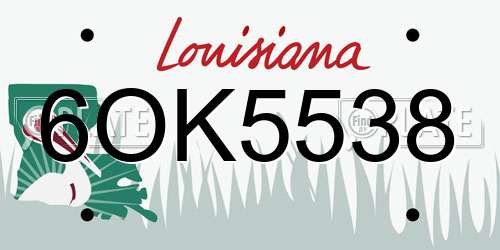 6OK5538 Louisiana License Plate