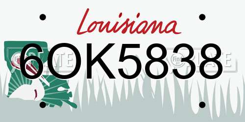 6OK5838 Louisiana License Plate